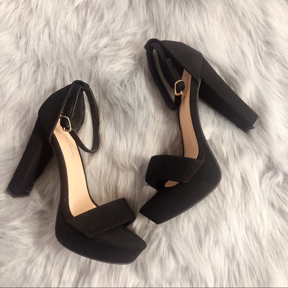 Black Platform Heel, Block Heel - Picture 4 of 6